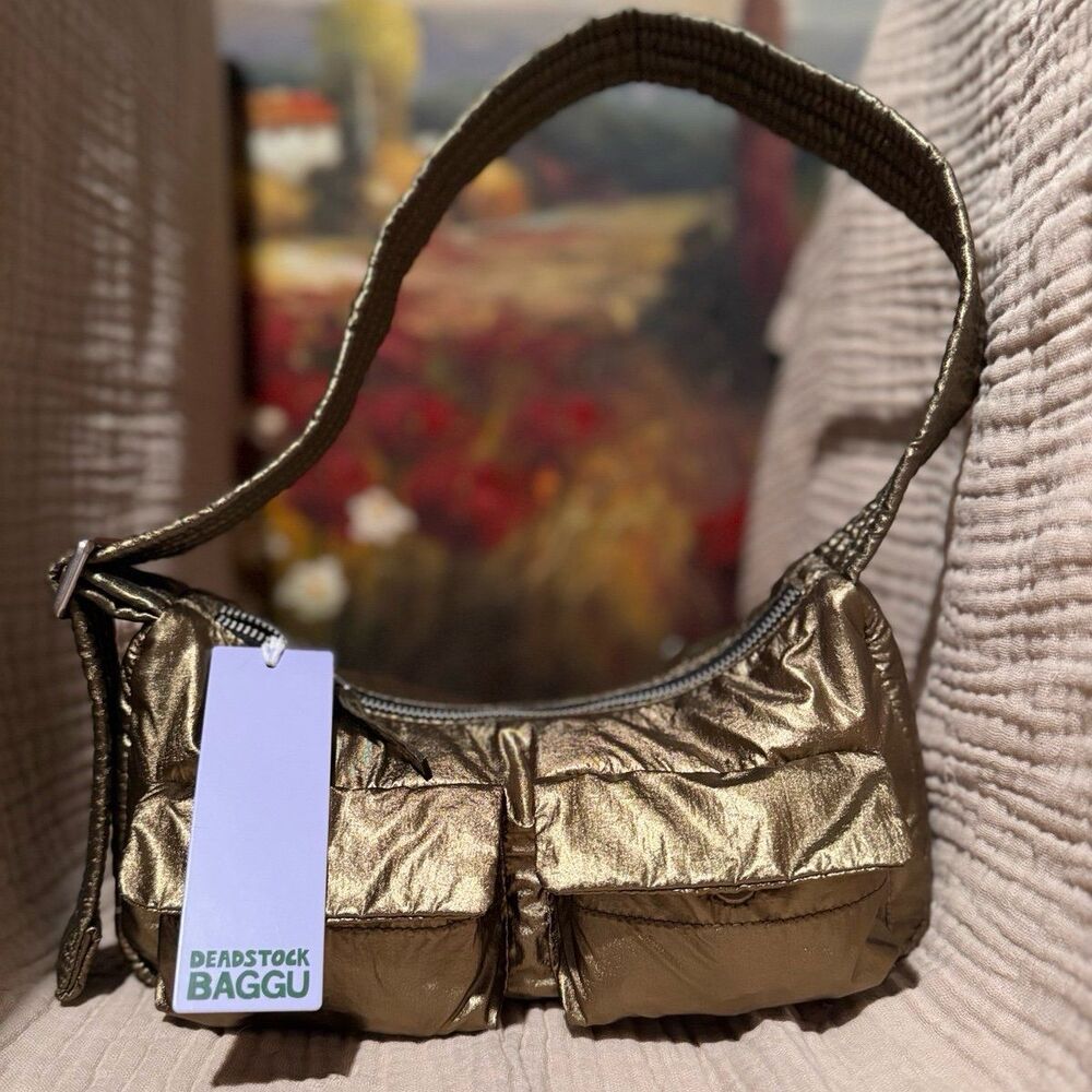 Baggu Deadstock Brass Metallic Mini Cargo Shoulder Bag